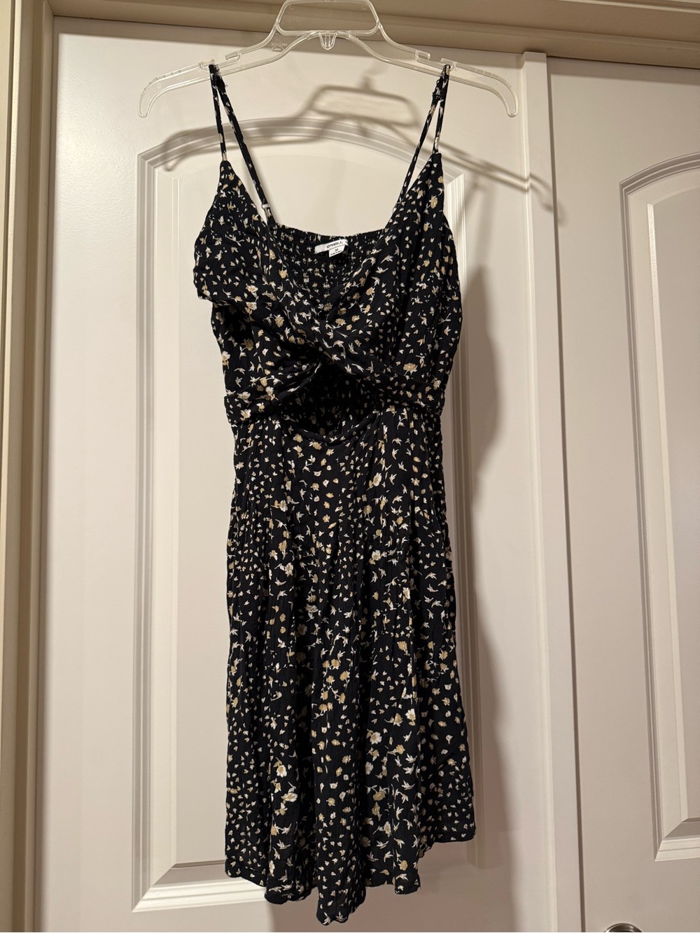 O’Neill Braylen Black Floral Spaghetti-Strap Summer Dress Size M